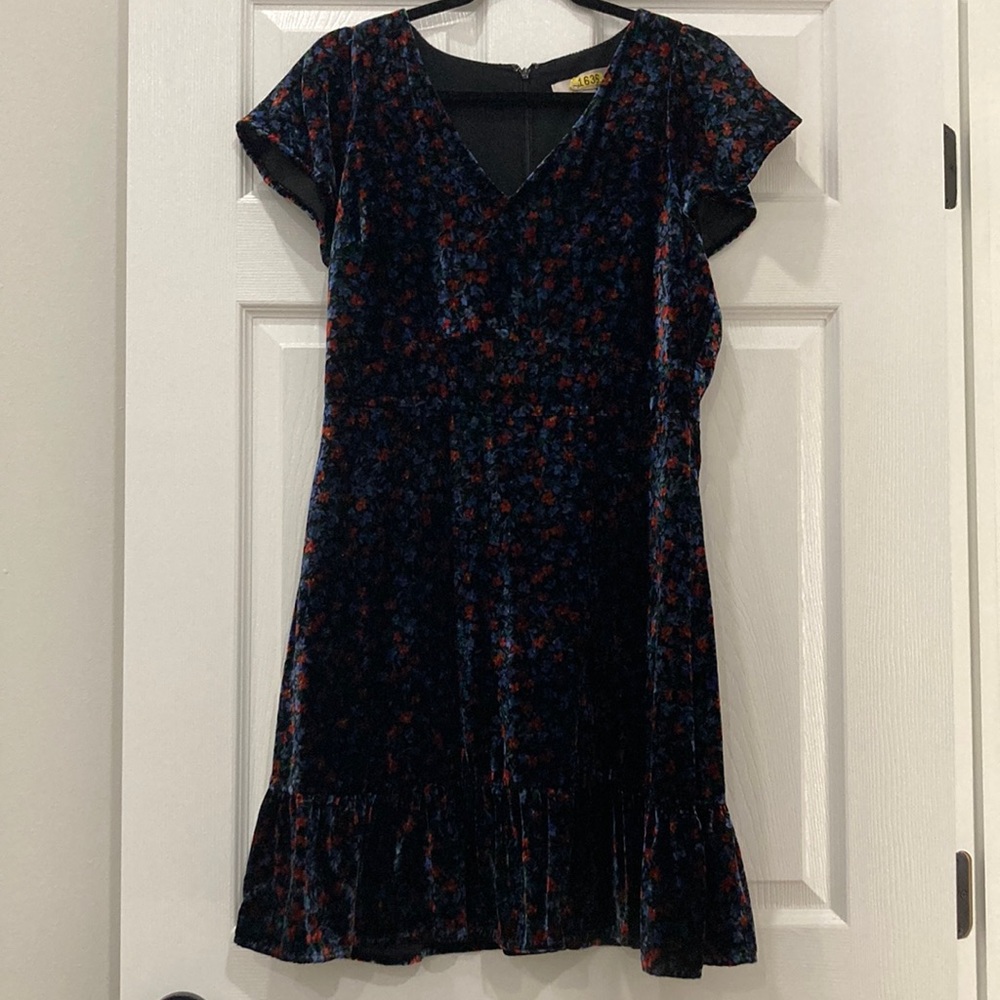 Loft velvet flower print dress